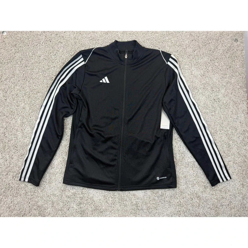 adidas AEROREADY Track Jacket XL Black White 3 Stripes Full Zip NWT